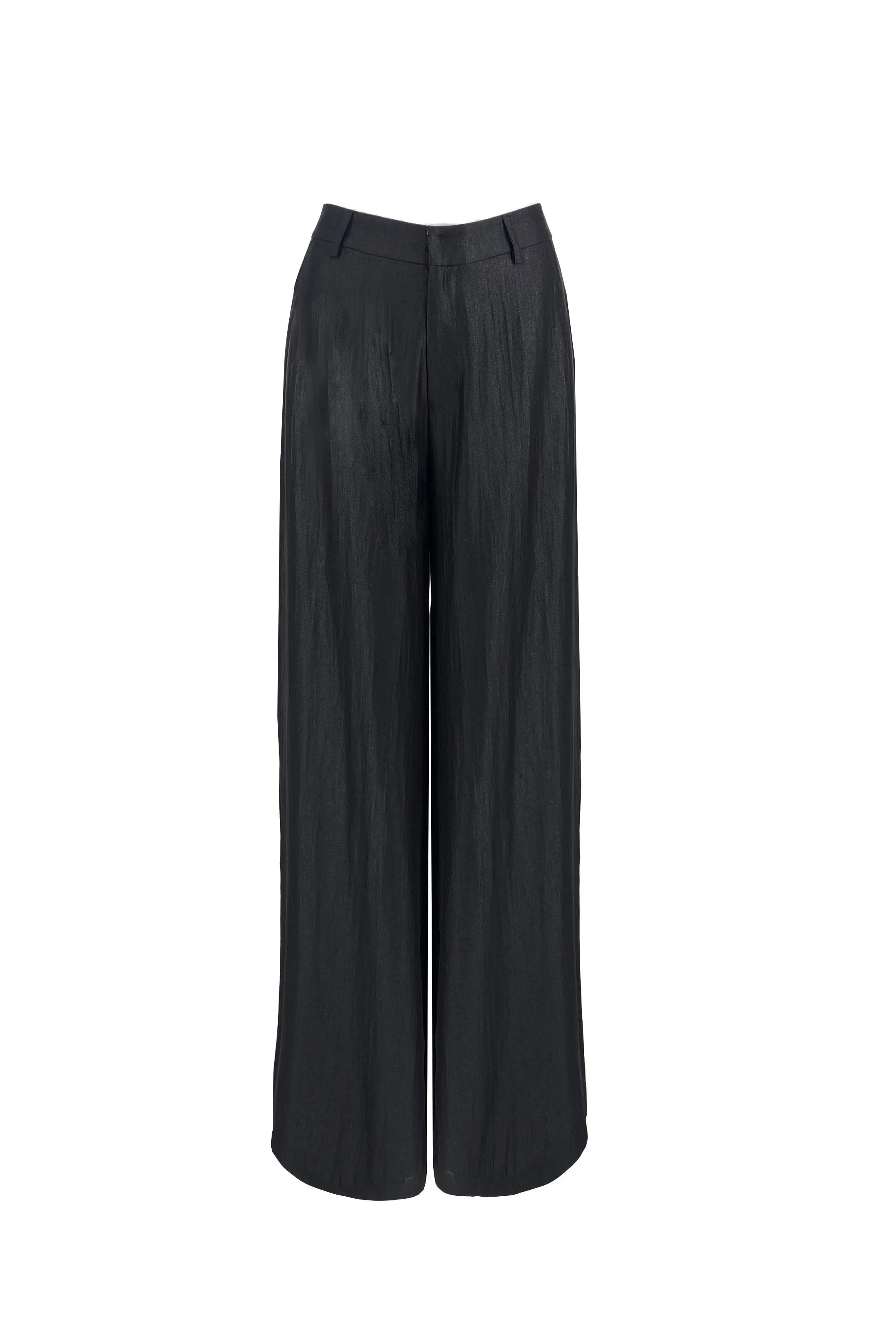 Chic Black Wrap Jacket and Flare Pants Set ULA